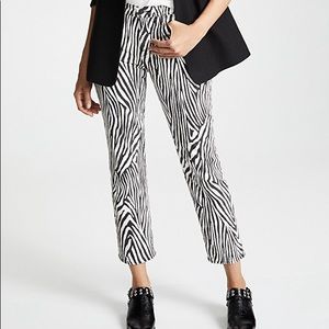 Frame Denim Zebra Print Ankle Jeans in Black and White
